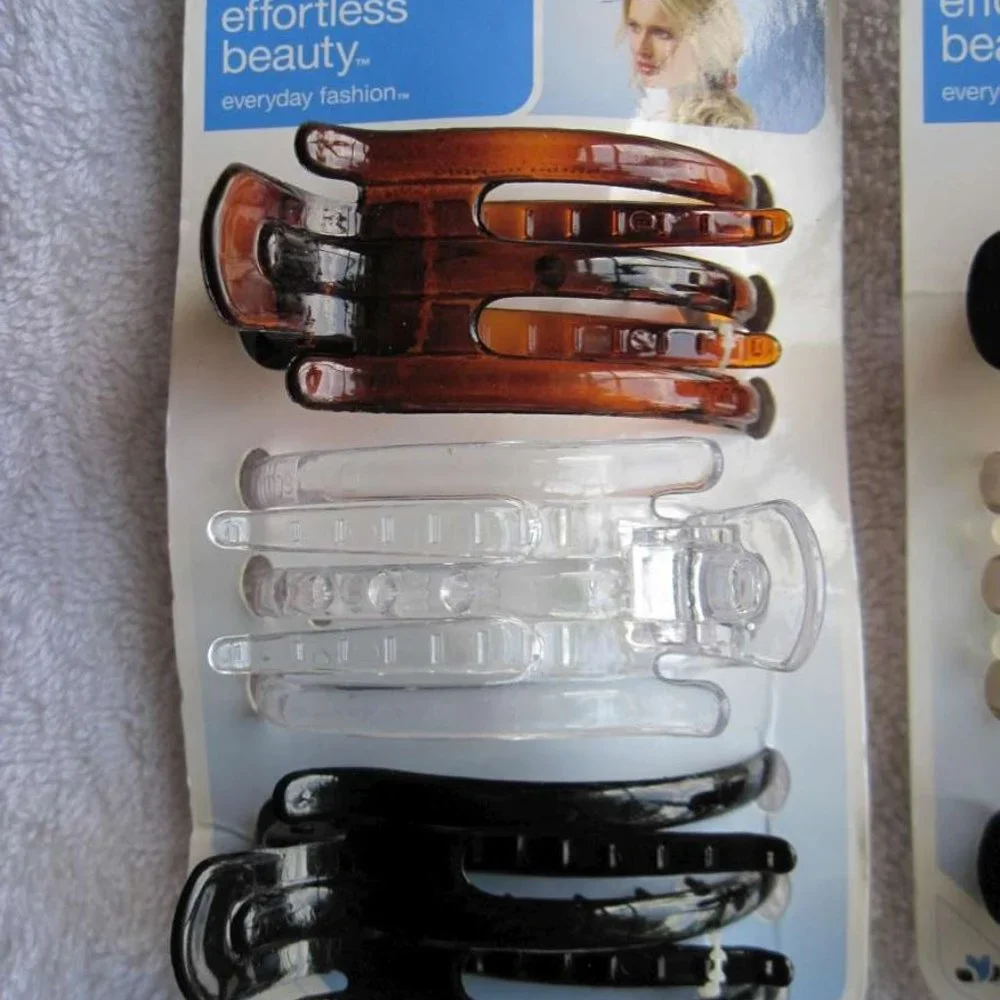 3 Scunci Thick Hair Hidden Hinge Secure Hold Jaw Claw Clips Glossy Frosted Matte